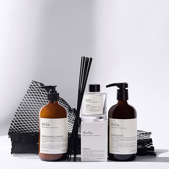 Duša Lemongrass Reed Diffuser & Sticks - 5 Fl Oz Essential Home Fragrance for Bathroom, Office & Living Spaces – Stylish & Long-Lasting Room Air Freshener - Ideal for Housewarming & Special Occasions