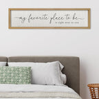 ZZJJHYWGQ Love Quotes Wall Decor My Favorite Place To Be Sign 32"×8" Couples Love Theme Plaque Modren Farmhouse Master Bedroom Above Over Bed Wood Framed Wall Art (Wood)