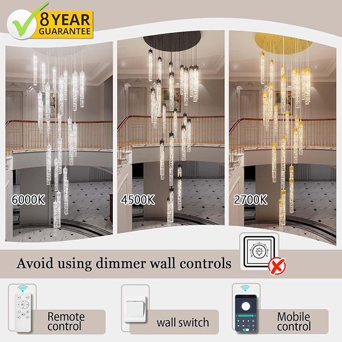 Modern Chandelier 8-Light Bubble Crystal Pendant Light Adjustable Pendant Light Fixture Crystal Chandeliers for Living Room Dinning Room Bedroom