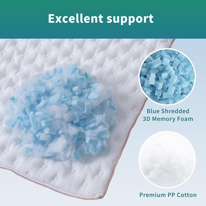 Pillow for Side and Back Sleepers Side Sleeper Pillow for Neck and Shoulder Pain Side Sleeper Bed Pillows Queen Size with Adjustable Shredded Memory Foam Filling