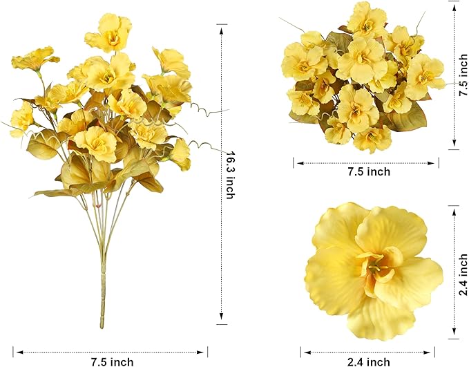 Fall Flowers Fake Flowers Mums for Outdoors Autumn Decoration, 6 Bundles Artificial Flowers Faux Silk Plants Realistic UV Resistant for Outside Planter Patio (Fall Yellow White)