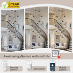 Farmhouse Crystal Chandelier, Luxury Hanging Lights High Ceiling Pendant Lighting for Foyer Staircase 32 Lights Black and Gold Dimmable 2700k-6000k