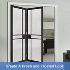 Volcanics Frosted Glass Window Privacy Film with Installation Tools, Removable Static Cling Bathroom Window Film, Heat Control UV Blocking, Peep-Proof, Ideal for Home Office 17.5 x 78.7 Inches