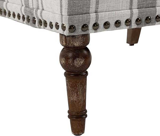 UIXE Stripe Accent Chair Arm Chair, Modern Nailhead Trim Club Armchair with Wood Legs, Comfy Living Room Single Sofa Reading Seat Bedroom Side Seating for Home Office, Gray