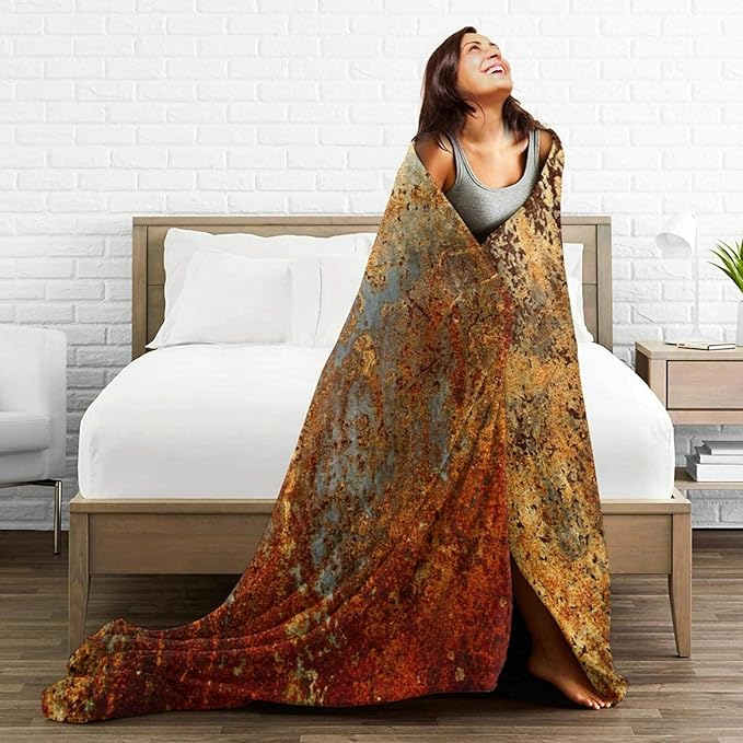 HGOD DESIGNS Brown Rust Colorful Metal Rusty Steel Iron Structure Blanket Throw Blanket Soft Comfortable for Sofa Chair Bed Office 50" x60