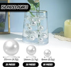 White Vase Filler | 150PCS Pearls Bead for Centerpieces Vases | 8/14/20 mm No Hole Beads, Fake Pearls for Wedding Birthday Theme Party Table Centerpieces Decor
