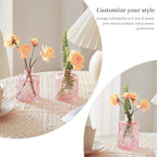 Glass Bud Vases Set of 32 - Pink Assorted Small Mini Glass Vases for Flowers, Crystal Vintage Vase Set, Bulk Centerpieces for Table Décor, Wedding, Home and Events (Pink, 32 Pcs)