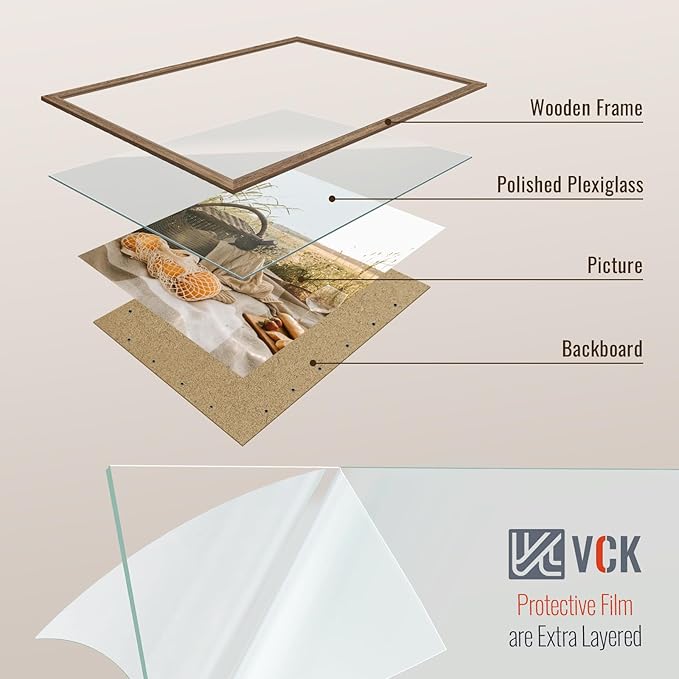 VCK 22x28 Frame 3 Pack - Brown Walnut, Natural Textured Solid Wood Poster Picture Frame, Wall Mounting Hanging