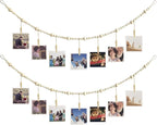 4 Feet Hanging Photo Display with Clips Boho Decor Wooden Bead Garland Birthday Photo Display Holder Frame Decoration for Dorms, Classrooms, Bedrooms