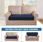 H.VERSAILTEX Velvet Stretch Individual Couch Cushion Cover Plush Slipcover for Loveseat Sofa Furniture Protector Seat Cover (1 Piece Loveseat Cushion Cover, Navy)