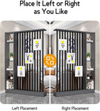 Wall Room Divider, Storage Cabinet Storage Display with Shelves, Modern Freestanding Wood Room Divider Screen, Wall Privacy Screens for Home Decorative (Grey+Black,55" L x 9.5" W x 79.5" H)