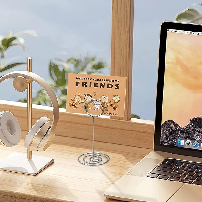 Table Number Holders 20Pcs - 3.35 Inch Place Card Holder Table Number Stands for Wedding Party Graduation Reception Restaurant Home Centerpiece Decorations Office Memo Picture Photo (Silver)