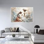 XWNLTEPK Praying to Heaven Christian Art Jesus and Woman Praying Bible Canvas Wall Decor Jesus Portrait Mormon Wall Print