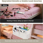 Bedside Caddy Organizer with Fixed Straps, Bunk Bed Caddy ideal for Home, Bunk Bed, Dorm, Hospital, Crib, Versatile Bedside Storage Solution (Beige)