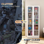 5 Tier Metal Curio Cabinets, Modern Bookshelf Cabinet with 4 Adjustable Shelves, Cabinet Display Case for Home Office, Living Room, Pantry (White-27.5W)