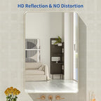 WEER 20X30 Inch Brushed Nickel Bathroom Mirror, Brushed Silver Metal Frame Mirror, Rounded Rectangle Silver Bathroom Vanity Mirror, Tempered Glass, Anti-Rust, Hangs Horizontally or Vertically