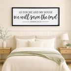 As For Me And My House We Will Serve The Lord Framed Wall Art, 40''×15'' Vintage Positive Religious Bible Verse for Christian God Jesus Christ Prayer, Rustic Long Holy Catholic Scripture Decor