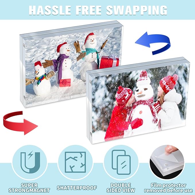 5 Pack 3.5 x 5 inches Acrylic Picture Frame Desktop Frameless Photo Frame Double Sided Transparent Acrylic Frame Clear Horizontal Magnetic Frame for Desk Desktop Display Pictures Holder
