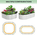 2 Pcs 6x3x1ft Oval Raised Garden Bed, Galvanized Raised Beds,Open-Ended Base Metal Raised Planter Beds,Garden Bed Outdoor,Planter Raised Boxes for Vegetables, Flowers,Tool-Free Asse,White