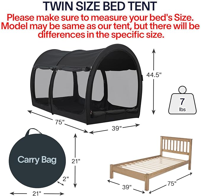 LEEDOR Bed Tent Dream Tents Bed Canopy Shelter Cabin Indoor Privacy Warm Breathable Pop Up Twin/Full/Queen for Kids and Adult Patent Pending(Mattress Not Included)