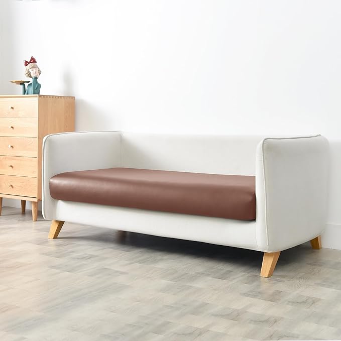 Yates Home PU Leather Couch Sofa Cushion Slipcover Water-Proof Elastic Chair RV Seat Covers Loveseat Sofa Furniture Protector Slip Cover for Seater Replacement in Living Room（Sofa, Light Brown）
