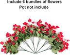 Hibiscus Artificial Flowers Plants for Outdoors Decoration, 6 Bundles Silk Hibiscus Bouquet Tropical Flowers Artificial Realistic UV Resistant Fake Flower for Outside Planter Porch Patio Balcony, Red