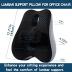 Lumbar Support Pillow for Office Chair Back Support Pillow for Car, Computer, Gaming Chair, Recliner Memory Foam Back Cushion for Improve Posture (Black)