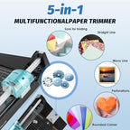 12 Inch Rotary Paper Cutter Heavy Duty, Paper Trimmer with 4 Different Blades for Straight/Wave/Dotted/Creasing Line, Suitable for Cutting Paper Coupons Photos Postcards Scrapbook