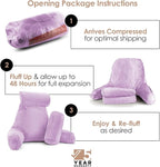 Nestl Reading Pillow Large Bed Pillow, Back Pillow for Sitting in Bed Shredded Memory Foam Chair Pillow, Reading & Bed Rest Pillows Lavender Back Pillow for Bed, Bed Chair Arm Pillow with Pockets