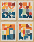 SIGNWIN Adhesive Canvas Poster Mid-Century Modern Colorful Geometric Polygons Abstract Geometric Digital Art Modern Art Decorative Zen Relax/Calm Multicolor Minimalism for Bedroom - 8"x10"x 4