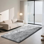 Soft Runner Rugs for Bedroom, Mottling Grey 3x7 Area Rugs Fluffy Rug Shag Area Rug Carpet, Bedside Rug for Living Room Bedroom Kids Room Home Decor