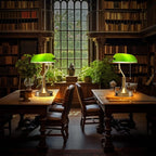 Banker Desk Lamp Green Glass, Antique Desk Lamps with Brass Base, Traditional Library Table Lamp with USB A and Type C Charging Port for Office, Study Room, Pull Chain Switch