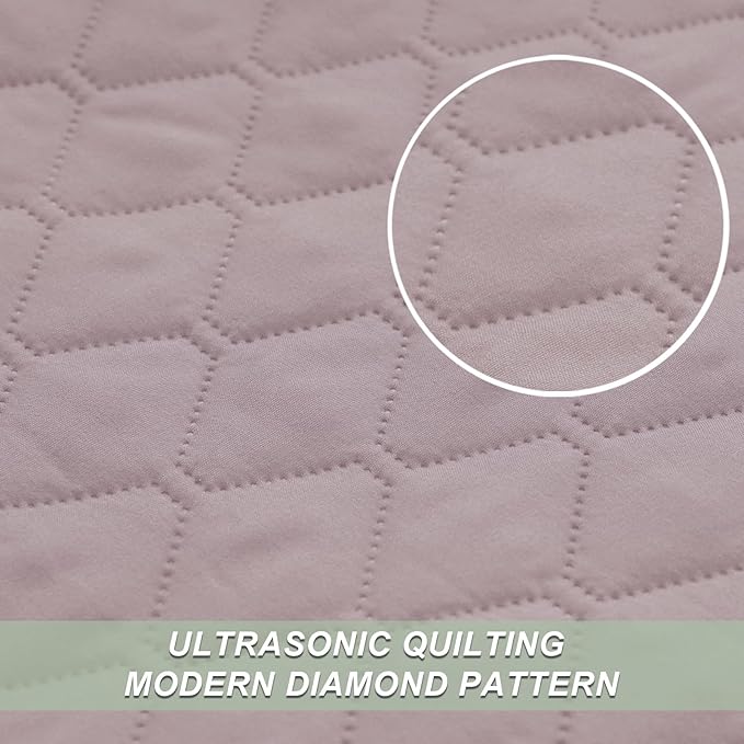 Exclusivo Mezcla Reversible Full Queen Quilt Bedding Set with Pillow Shams, Lightweight Quilts Queen Size, Soft Bedspreads Bed Coverlets for All Seasons - (Lilac Ash, 90"x96")