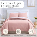 Southshore Fine Living, Inc. Pink Queen Quilt Bedding Set, Oversized Quilts Queen Size/Full, Pet Hair Resistant Bedding, Soft Cozy Bedspread, Full Size Coverlet with 2 Pillow Shams, Pastel Pink