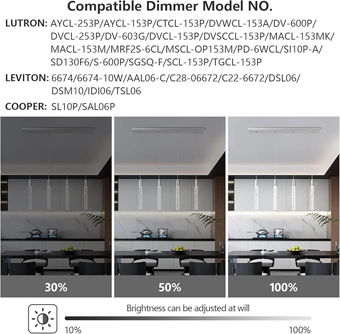 Kitchen Island Lighting Modern Light Fixture Chrome Pendant Light Dimmable LED Chrome Finish Mini Crystal Pendant Lights for Dining Room Living Room（4-Light）