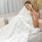 UKELER White Faux Fur Throw Blanket Large Super Soft Fluffy Bed Blankets Throws for Bedroom, Living Room, Couch, Sofa, Office, Camping Plush Furry Blanket 60''x80''