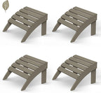 GREENVINES Adirondack-Ottoman | Wood Grain | Set of 4 | HDPE Plastic | Outdoor Footrest | All Weather | Foot Rest | Foot Stool | Desert Brown | for Adirondack Chair