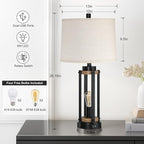 Farmhouse Table Lamps for Living Room Set of 2, 26” Rustic Beside Lamps with USB Charging Ports and Night Light, Bedroom Nightstand Lamp Vintage Reading Lamps for End Table,Bulbs Included