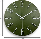 Wall Clock, Silent Clock, Wall Clocks Battery Operated， 12 inch Modern Wall Clock, Suitable for Offices, Living Rooms, Kitchens, Homes, Schools (Green)