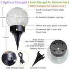 Beautyard Solar Globe Lights Outdoor Large Garden Decor USB Charged 4.72" Diameter 40LED 1000mAh Solar Lights Cracked Glass Globe Power Yard Patio Garden (4.72'' Large 2 Pack Warm White)