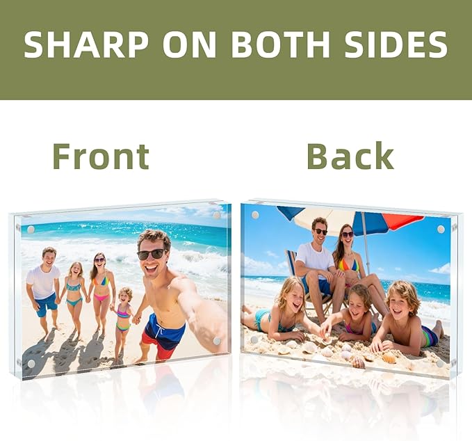 Magnetic Acrylic Picture Frame 4x6 (3-Pack) – Clear Lucite Double-Sided Frameless Photo Display 20mm Thick UV Resistant, Floating Design with Strong Magnets for Home, Office, and Gift