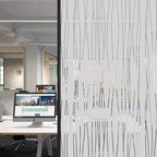 Finnez Window Privacy Film Decorative Frosted Window Cling Privacy Film for Glass, Non-Adhesive Heat Anti-UV for Home Office Living Room, Irregular Stripe Patterns, 35.4 x 157.4 Inches