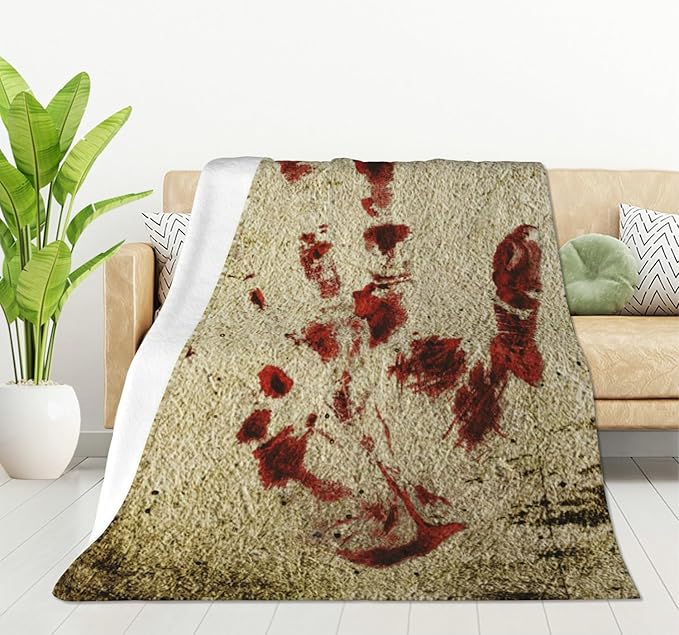 HGOD DESIGNS Bloody Hand Flannel Fleece Bed Blanket Throw Blanket Lightweight Cozy Plush Blanket for Bedroom Living Rooms Sofa Couch 40"x50"