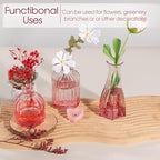 Pink Glass Bud Vases Set of 12, Vintage Mini Vases for Centerpieces, Glass Bud Vase in Bulk for Wedding Decor, Single Flowers, Office and Home Table Flower Décor