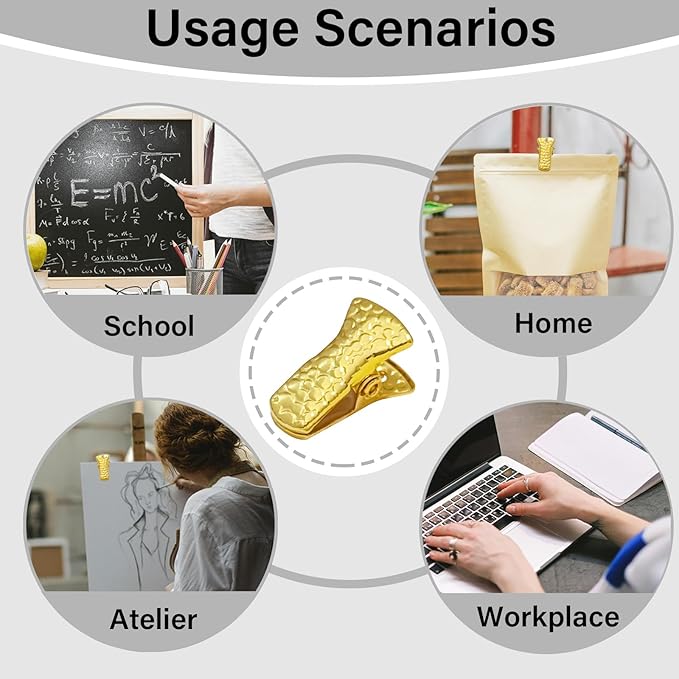 35 Pack Mini Metal Alligator Clips for Crafts Non-Slip Silicone-Coated Retro DIY Badge Small Clips (Gold)