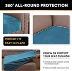 PrinceDeco Couch Cushion Covers, Stretch Washable Sofa Cushion Cover, Fitted Sofa Slipcover Velvet Fabric Non-Slip Furniture Protector for Dog,Pets, Kid (Each Width Up to 29.5", Blue)