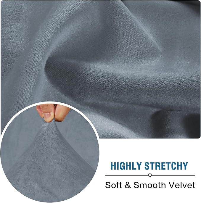 H.VERSAILTEX Velvet Stretch Individual Couch Cushion Cover Plush Cushion Slipcover for Loveseat Sofa Cushion Furniture Protector Seat Cushion Sofa Cover (1 Piece Sofa Cushion Cover, Stone Blue)