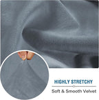 H.VERSAILTEX Velvet Stretch Individual Couch Cushion Cover Plush Cushion Slipcover for Loveseat Sofa Cushion Furniture Protector Seat Cushion Sofa Cover (1 Piece Sofa Cushion Cover, Stone Blue)