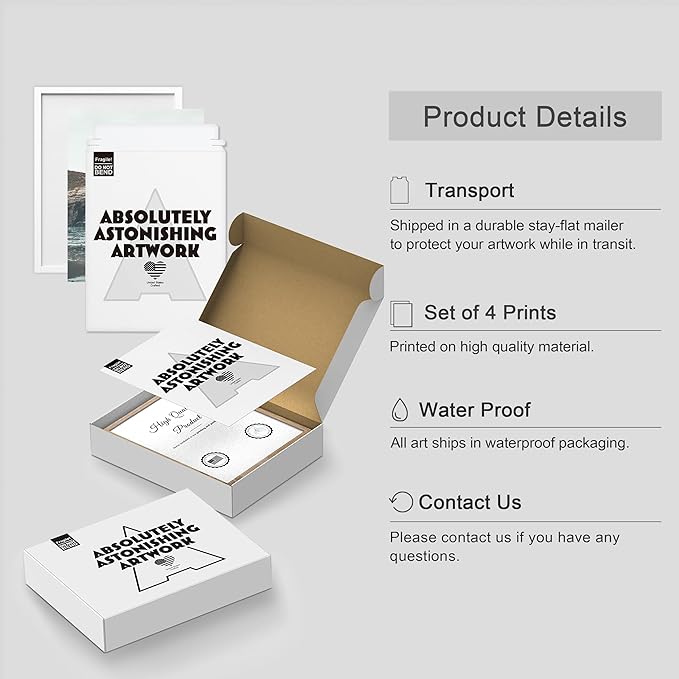 SIGNWIN Framed Rocky Storm Cloud Sky Beach Ocean Wall Art, Set of 4 Landscape Colorful Wall Decor Prints, Nature Wilderness Wall Décor for Living Room, Bedroom - 12"x16" White