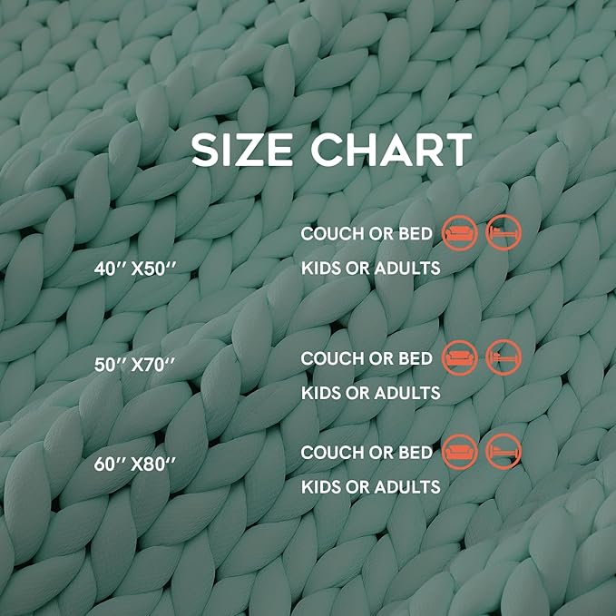 YnM Cooling Chunky Throw Blanket, Medium-Weight, Hand Knitted, Skin Friendly, Ventilated and Breathable, Machine Washable, Home Décor Piece for Couch, Sofa and Bed (Menthe Green, 40x50 Inch)